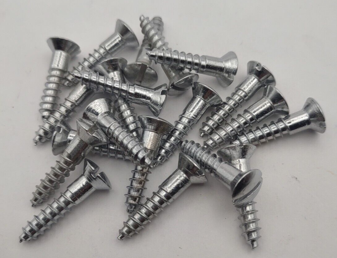 #12 x 1" Chrome Brass Oval Head Slotted Marine Wood Screws (20) pack CBWS44