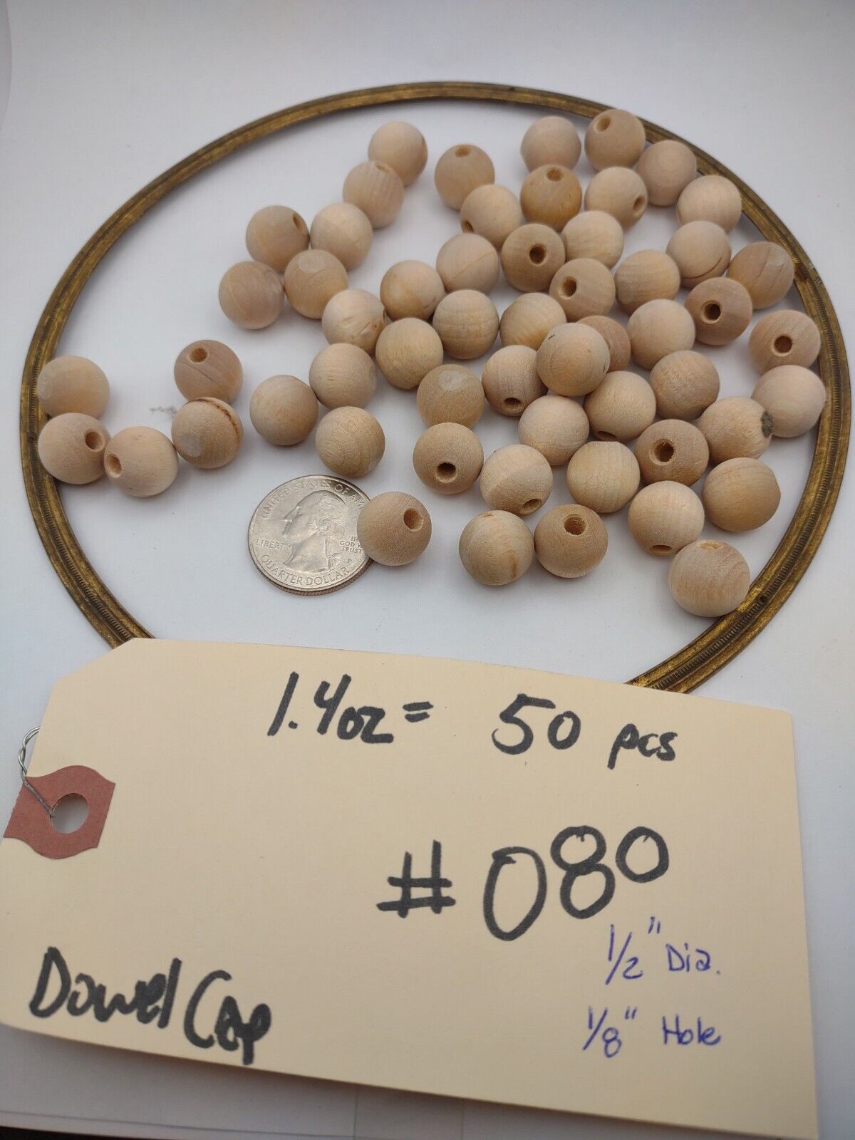 1/2" Dia. 1/8" hole Unfinished Wood Round Ball Dowel Cap 50pc Packs Lot #DC06