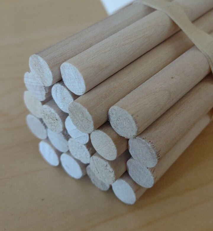 3/8" x 9-7/8" BIRCH Unfinished Wood Dowel Rods 20pc Packs Lot #DR04
