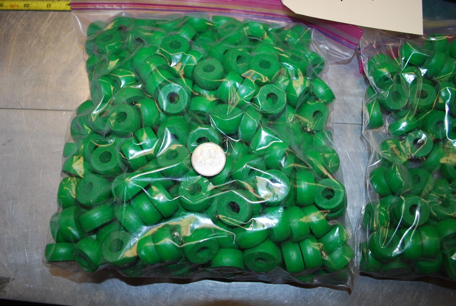 Painted Green Round Disc Slide Bead - Wooden Craft Parts - Actual Lot – WPS04