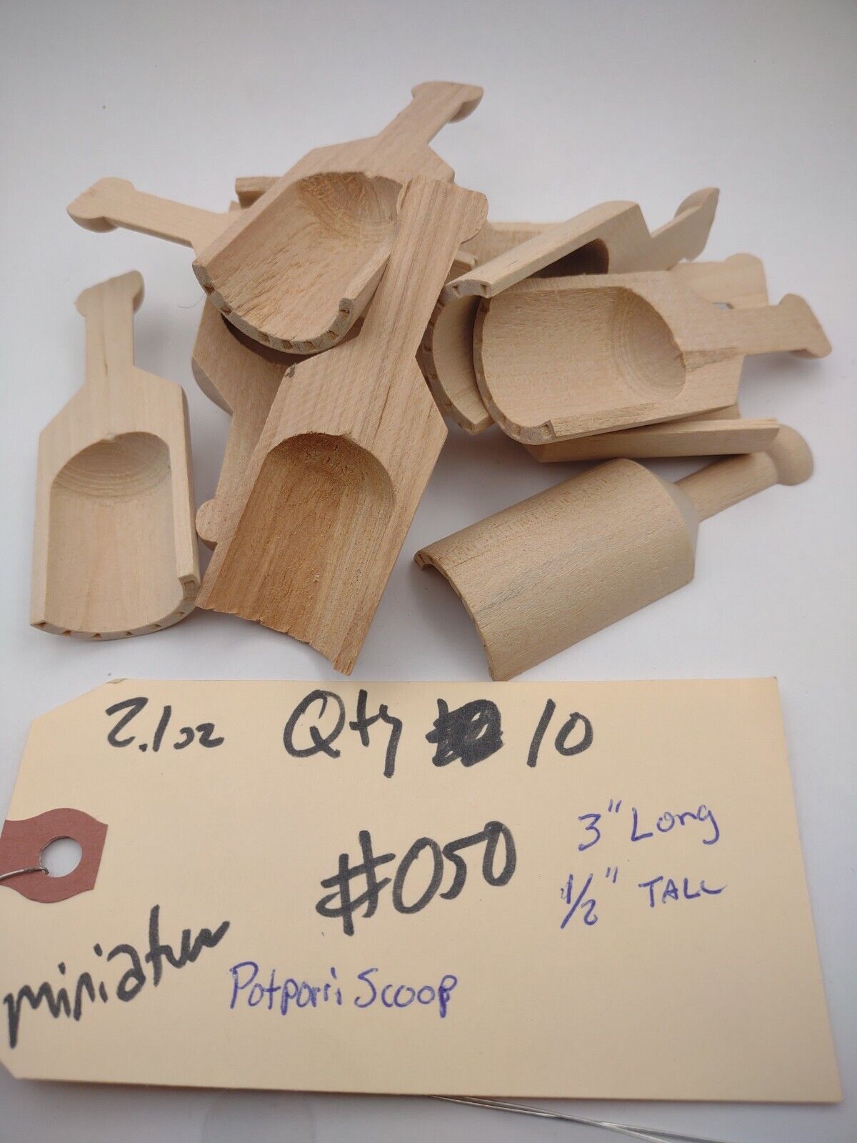 Doll Size Miniature 3" Scoop Unfinished Wooden 10pc Pack Lot #M003
