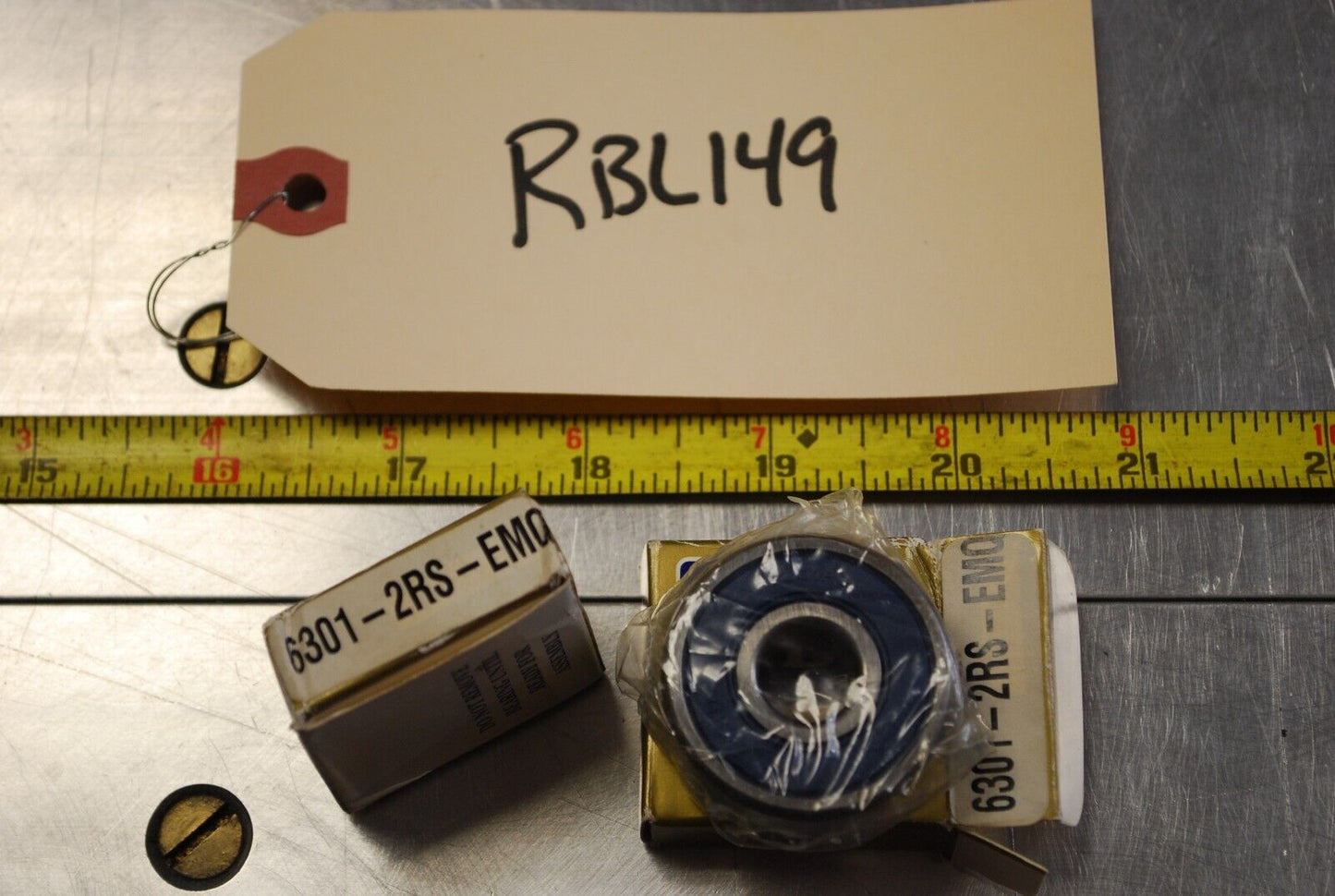 RBI 6301-2RS EMQ Ball Bearings - Lot of Qty (2) NOS - RBL149