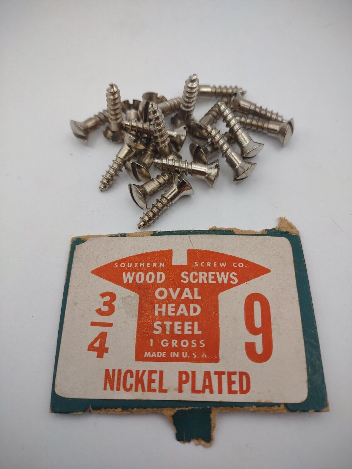 #9 x 3/4" Nickel Plated Oval Head Slotted Steel Wood Screws (20) Packs #csp16