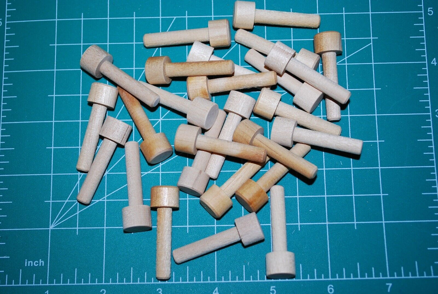 1/4" Tenon x 1-5/8" Unfinished Hardwood Toy Axle Peg 25pc Packs Lot #TA10