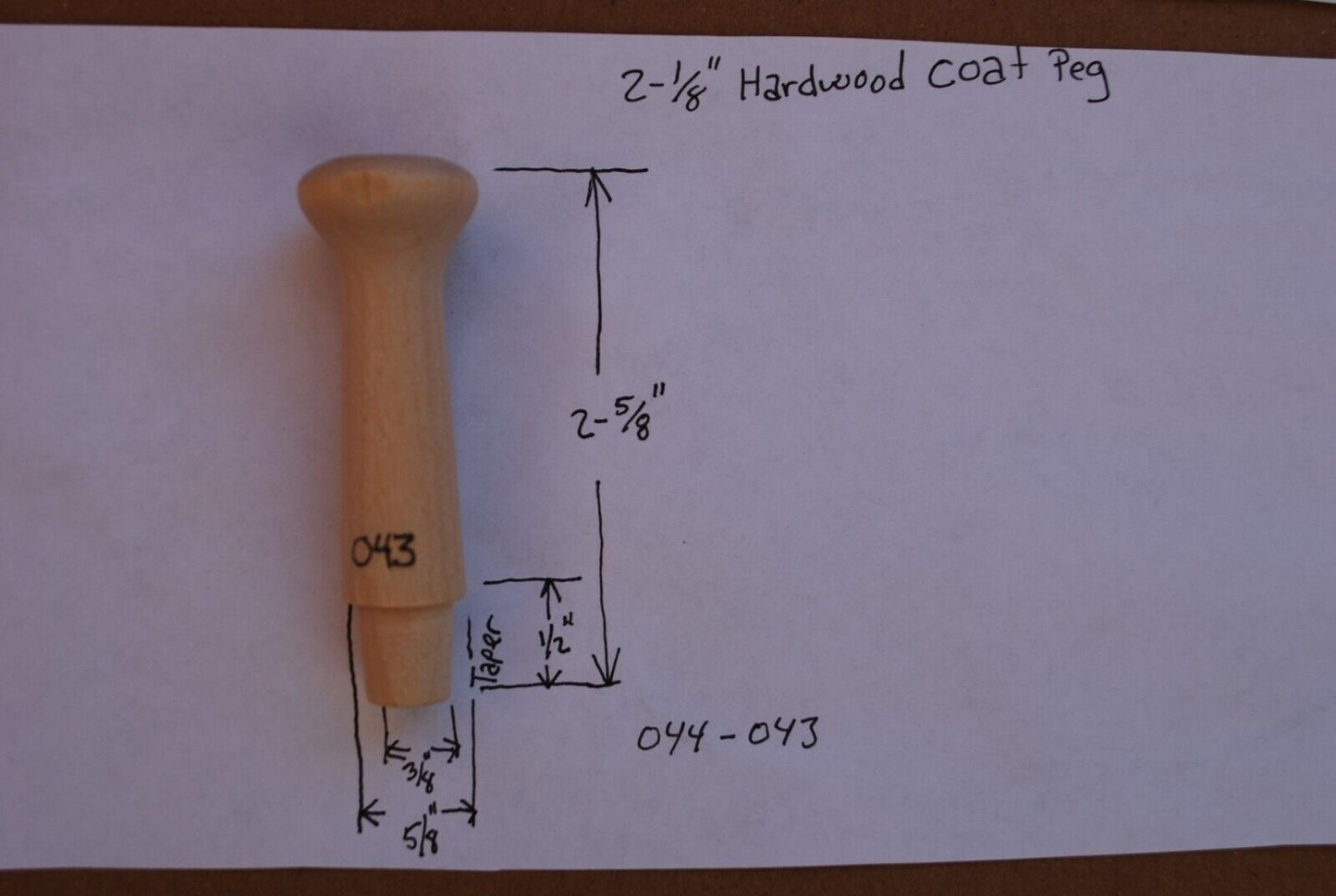 2-1/8" Unfinished Hardwood Shaker / Coat / Hat Peg 25pc Packs Lot #SP02