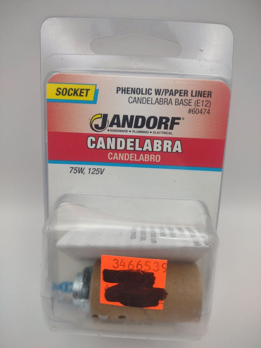 Jandorf 60474 125V 75W E12 Candelabra Base Lamp Socket with Double hickey lotE36