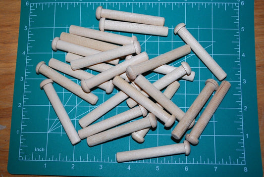 3/8" Tenon x 2-1/2" Duelly Unfinished Hardwood Toy Axle Peg 25pc Packs Lot #TA03