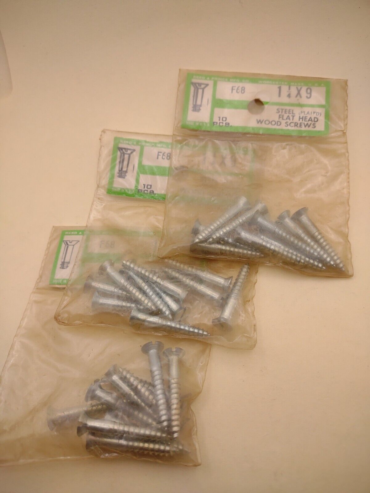 #9 x 1-1/4" Slotted Flat Head Reed & Prince Wood Screws (30pcs) NOS Lot RP034