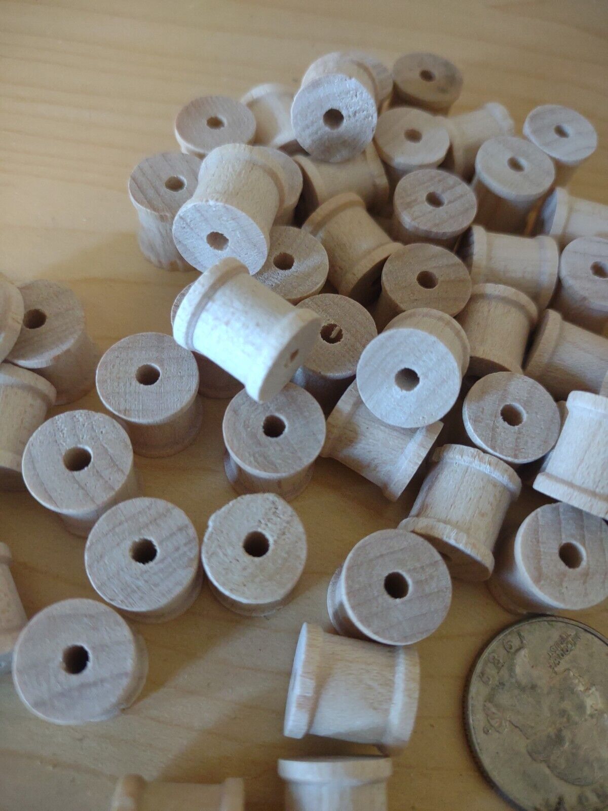 1/2" x 1/2" x 3/32" hole Unfinished Wooden Mini Spools (50pc) Lot Packs Lot #S02