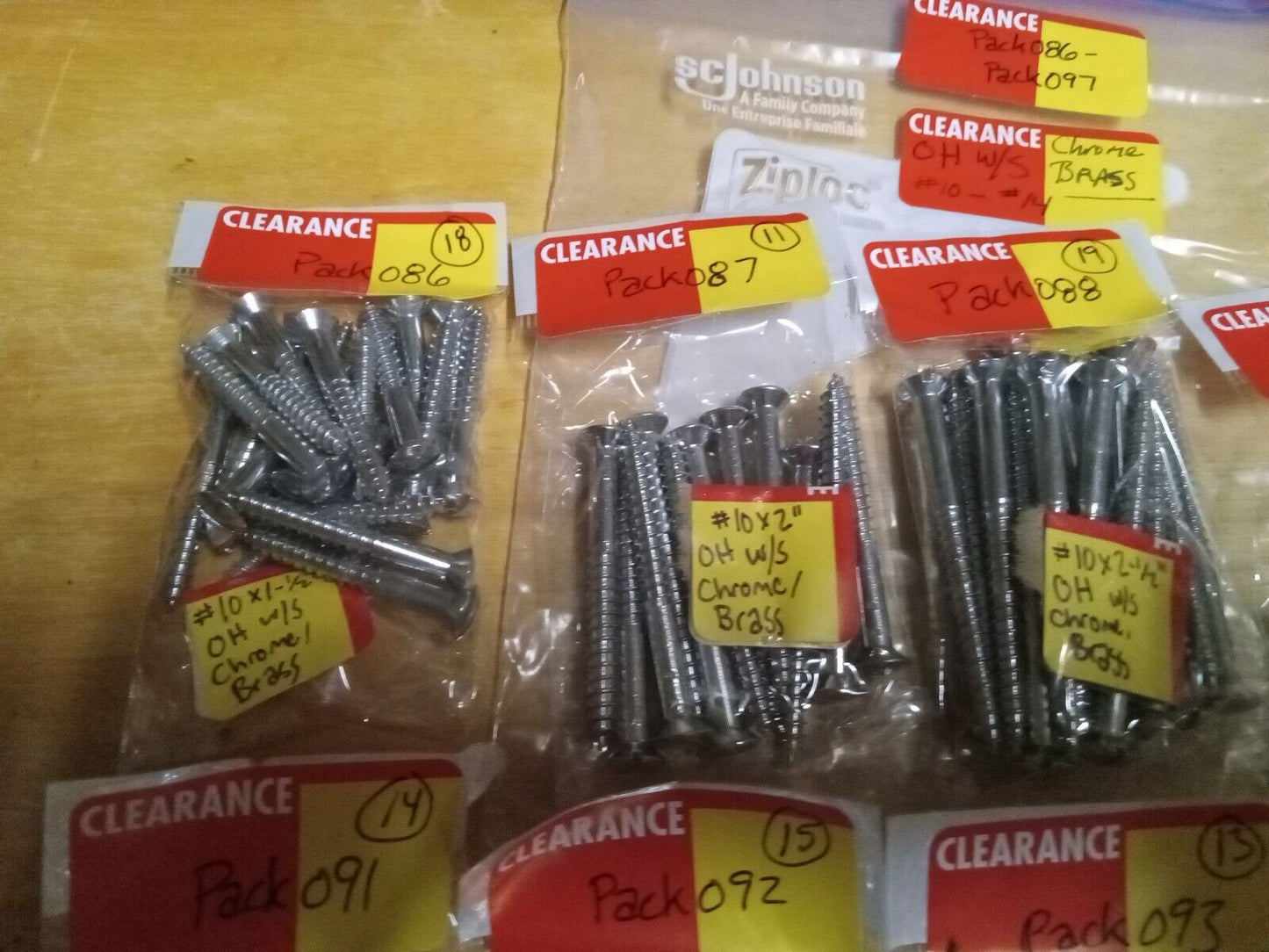 Oval Head Chrome Brass Wood Screw Assort / Mix Lot #10-#4 Size Pack086097