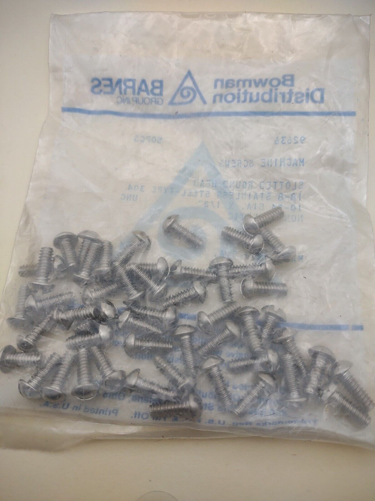 10-24 x 1/2" 18-8 Stainless Round Head Slotted Machine Screws (50) pack SSMS07