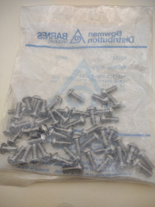 10-24 x 1/2" 18-8 Stainless Round Head Slotted Machine Screws (50) pack SSMS07