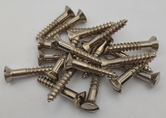 #8 x 7/8" Nickel Plated Oval Head Slotted Steel Wood Screws (20) Packs #csp08