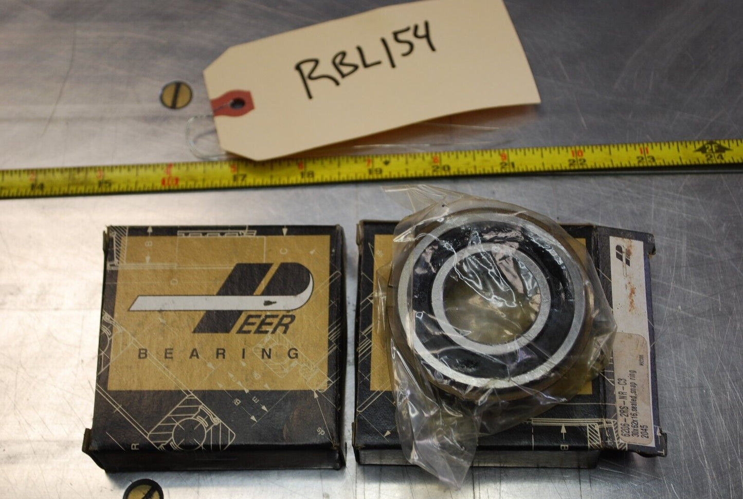 PEER 6206-2RS-NR-C3 Ball Bearings - Lot of Qty (2) NOS - RBL154