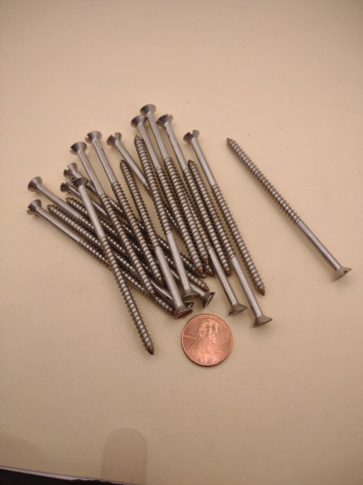 #8 x 3" 18-8 Stainless Flat Head Slotted Marine Wood Screws (20) pack SSWS15