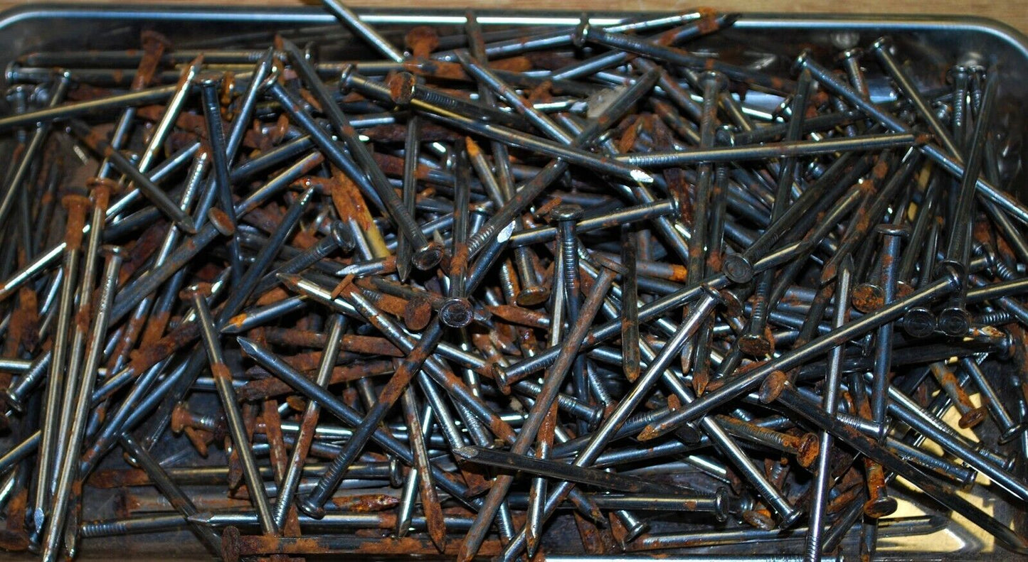 16D 3.5" - 5lbs Rustic Weather aged Steel Nails - Steampunk Hardware - #NB10