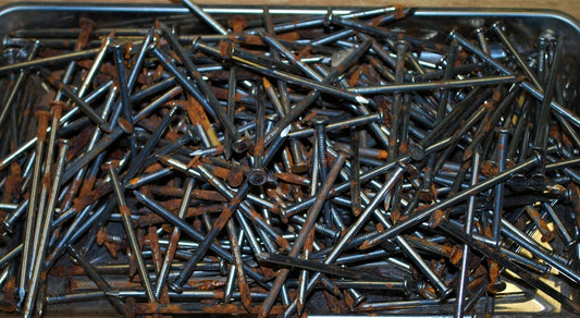 16D 3.5" - 5lbs Rustic Weather aged Steel Nails - Steampunk Hardware - #NB10