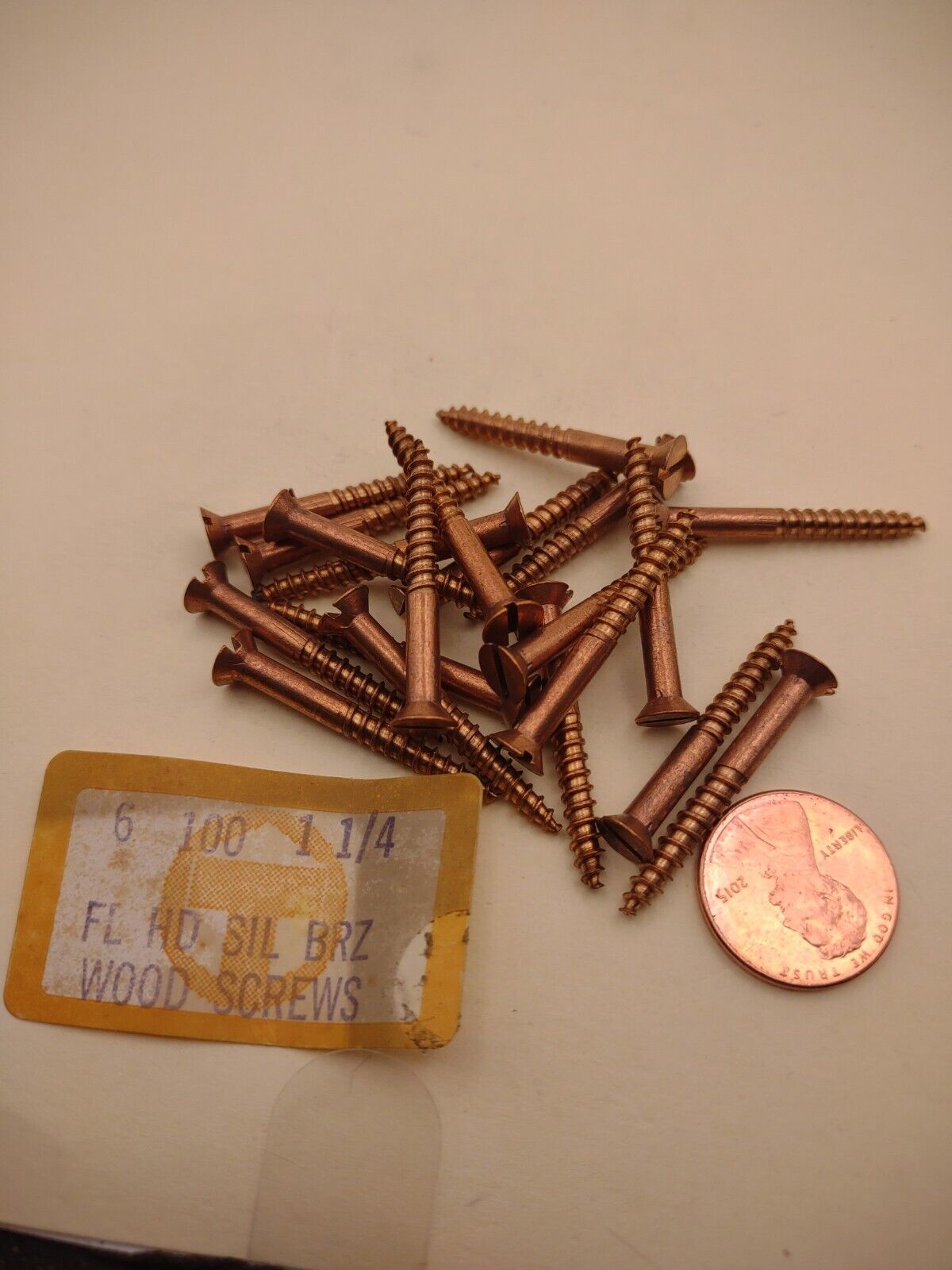 #6 x 1-1/4" Silicon Bronze Flat Head Slotted Marine Wood Screws (20) pack SBWS14