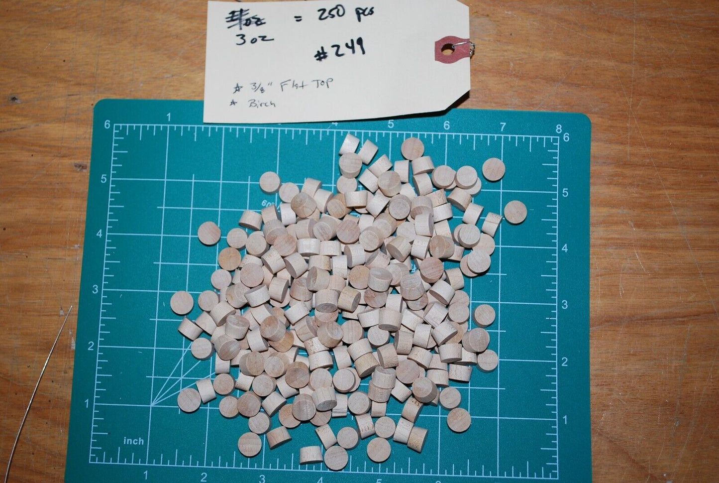 3/8" Flush Flat Top Birch Wood Plugs 250pc Packs - PL13