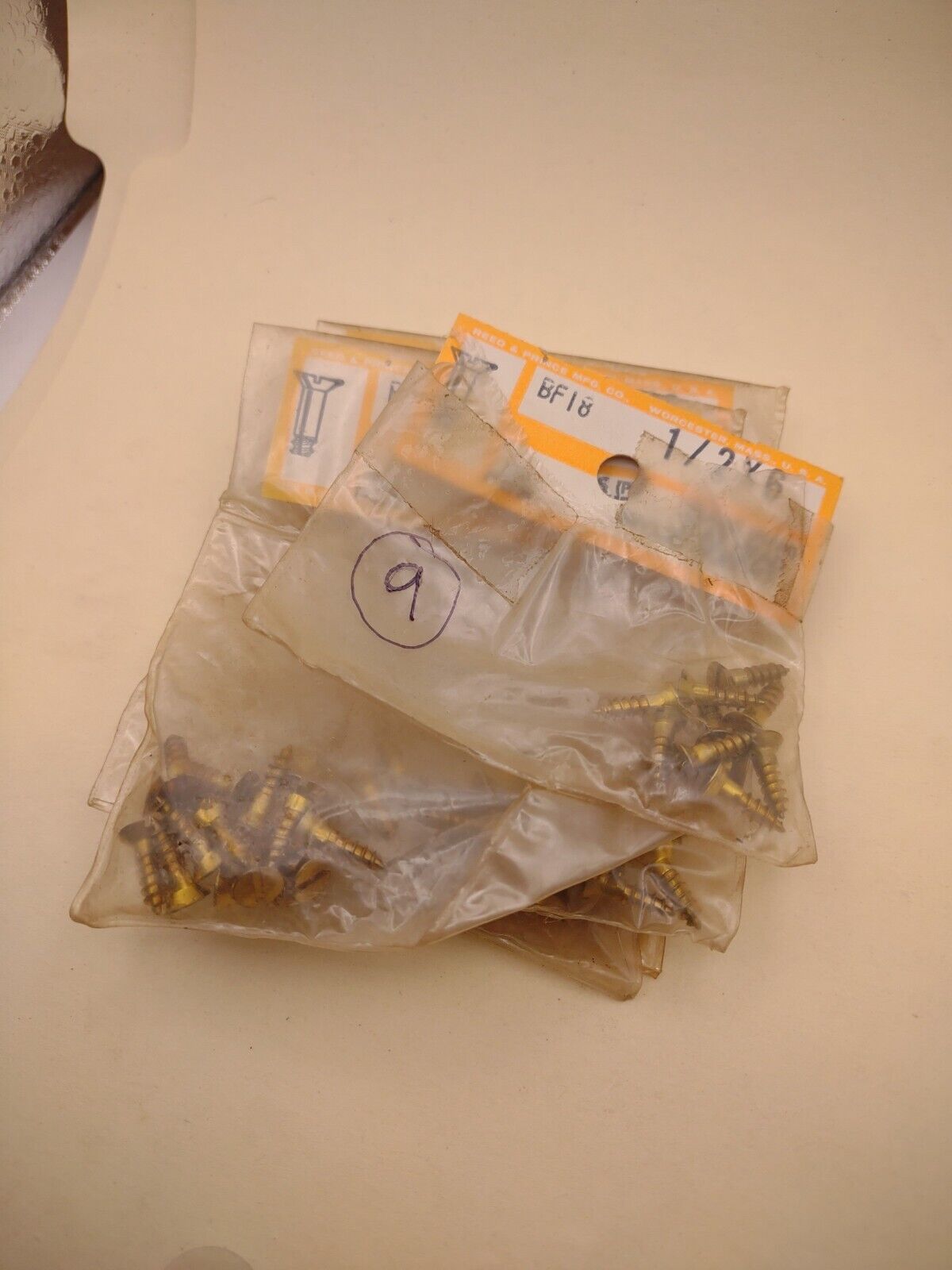 #6 x 1/2" Slotted Flat Head Reed & Prince BRASS Wood Screws (65pcs) Lot RP063