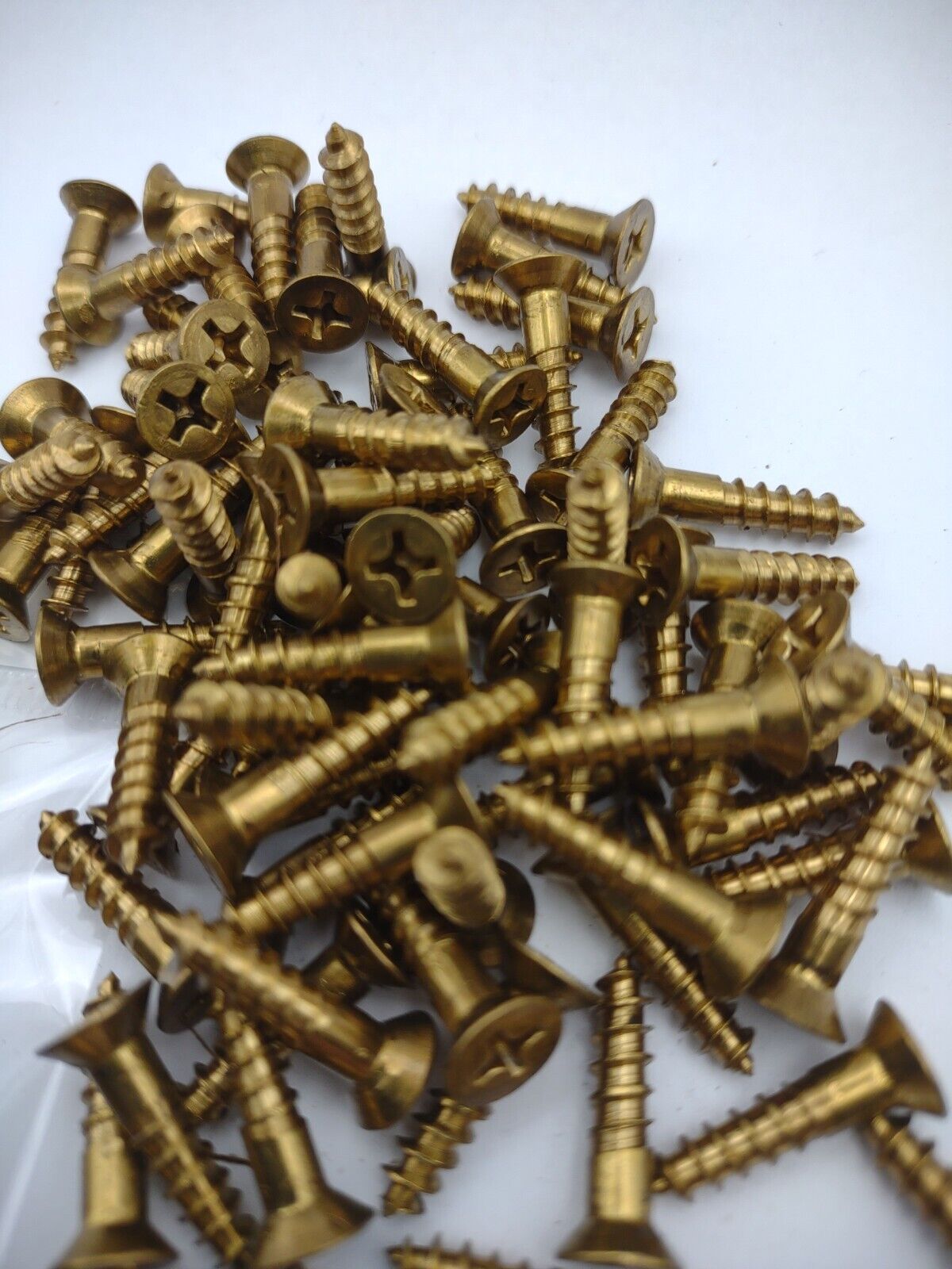 #8 x 3/4" Solid Brass Phillips FH Wood Screws (20) Pack- NOS - A003p