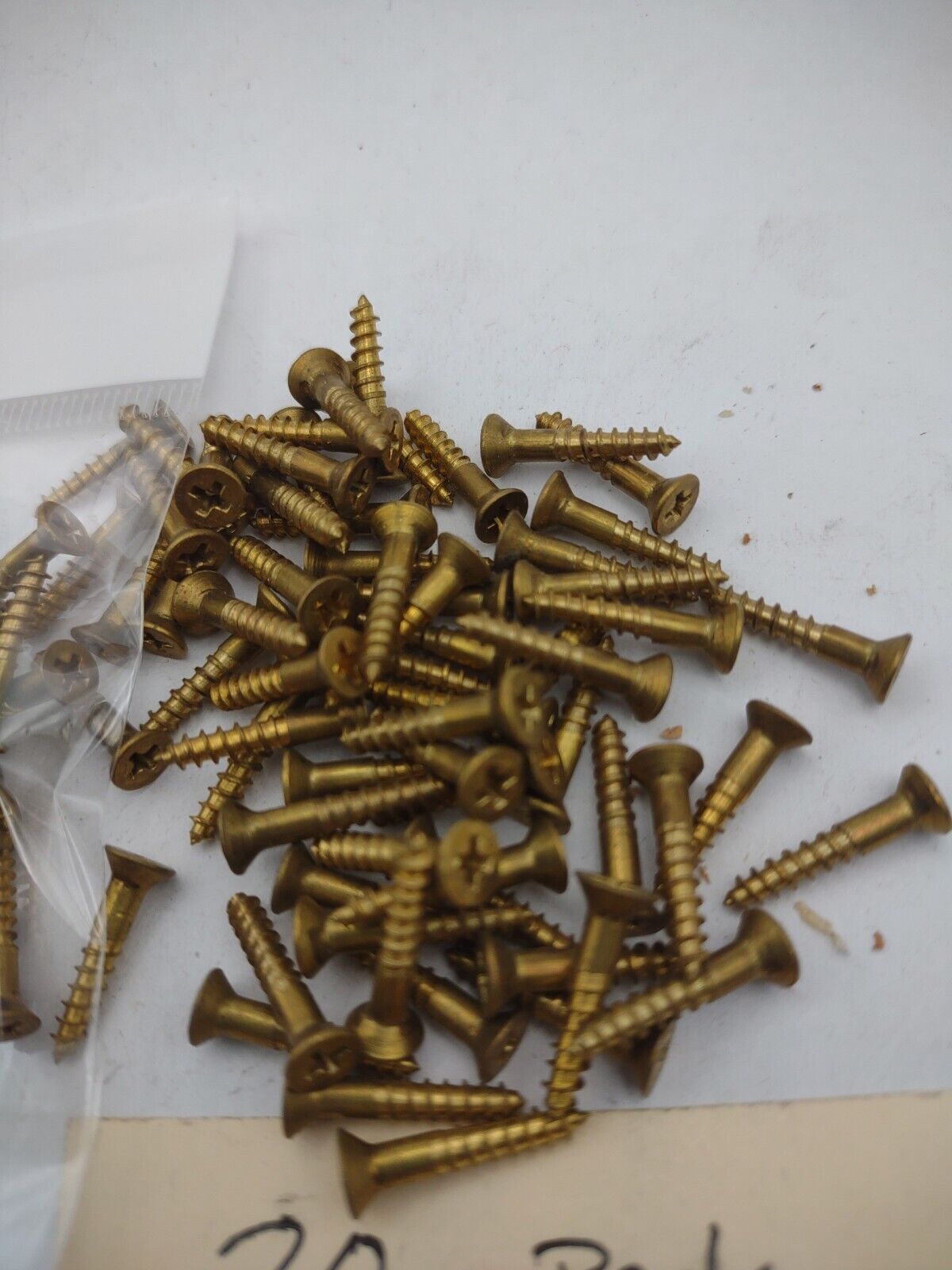 #4 x 5/8" Solid Brass Phillips FH Wood Screws (20) Pack- NOS - A021p