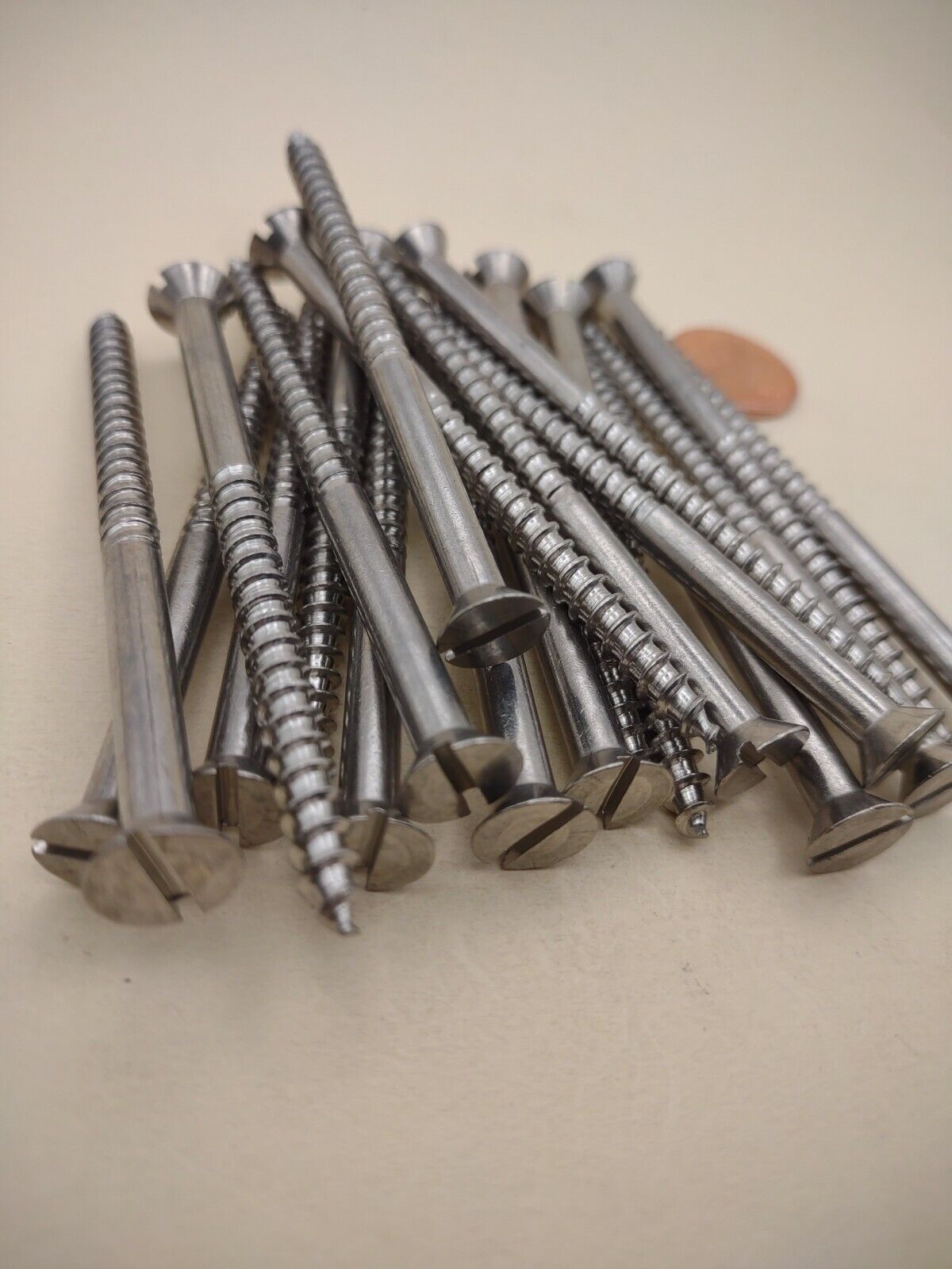 #10 x 3" 18-8 Stainless Flat Head Slotted Marine Wood Screws (20) pack SSWS22