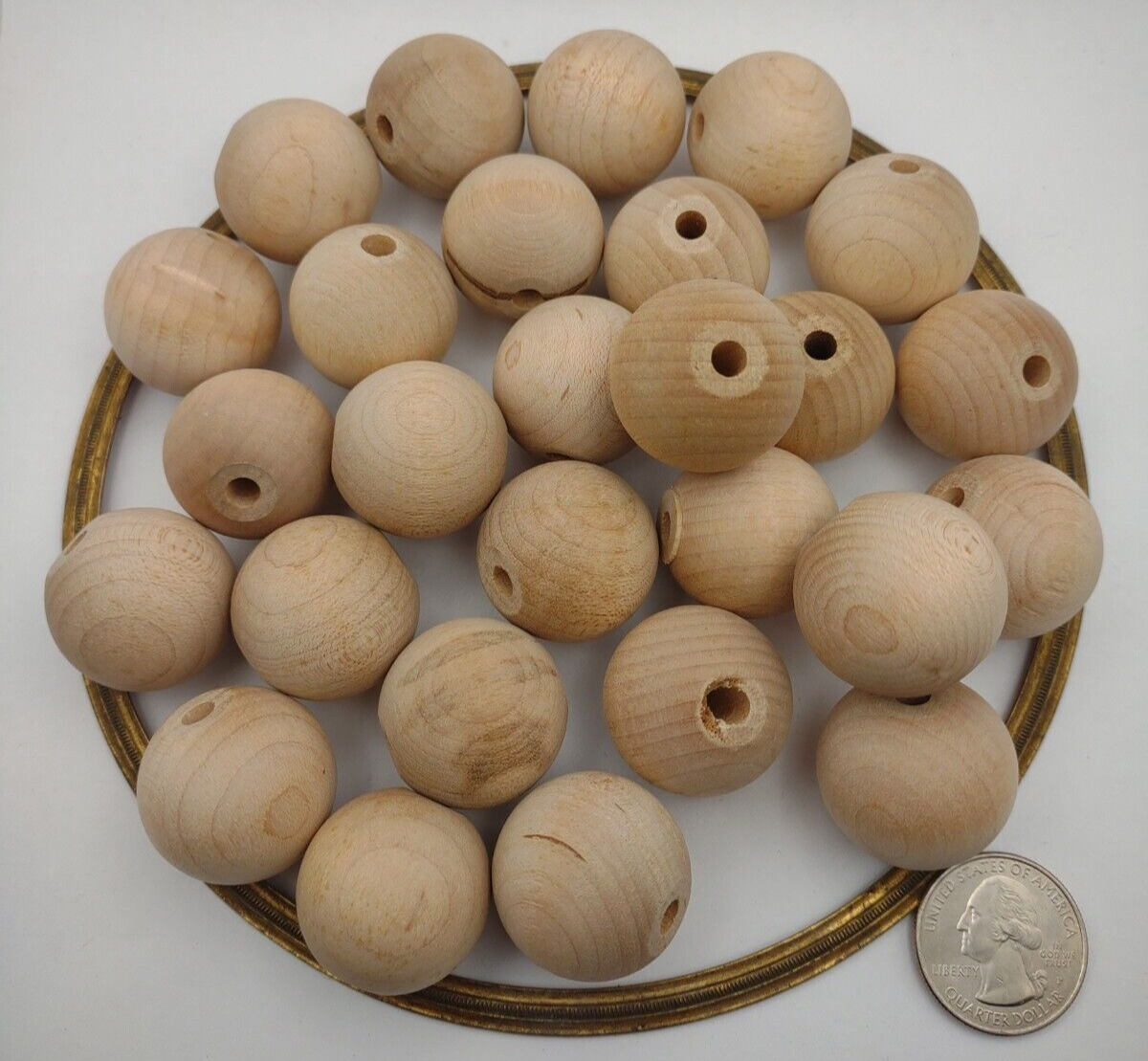 1" Dia 5/32" hole Unfinished Wood Round Ball Beads 25pc Packs Lot #WB03