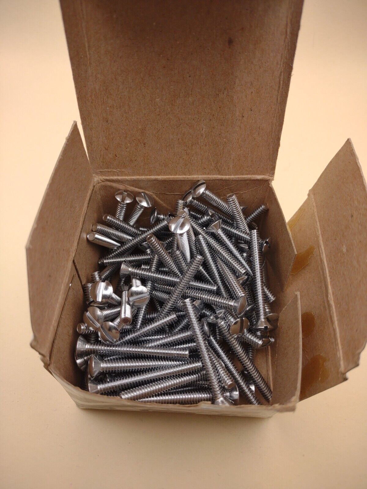 6-32 x 1-1/4" Oval Head Slotted Chrome Brass Machine Screws (100 Box) NOS CBMS07