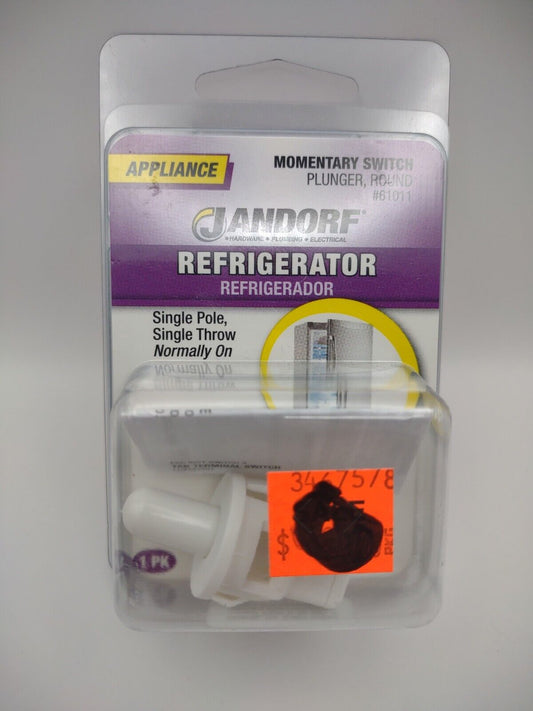 Jandorf Refrigerator Momentary Plunger Round SWITCH Single pole White 61011 E11