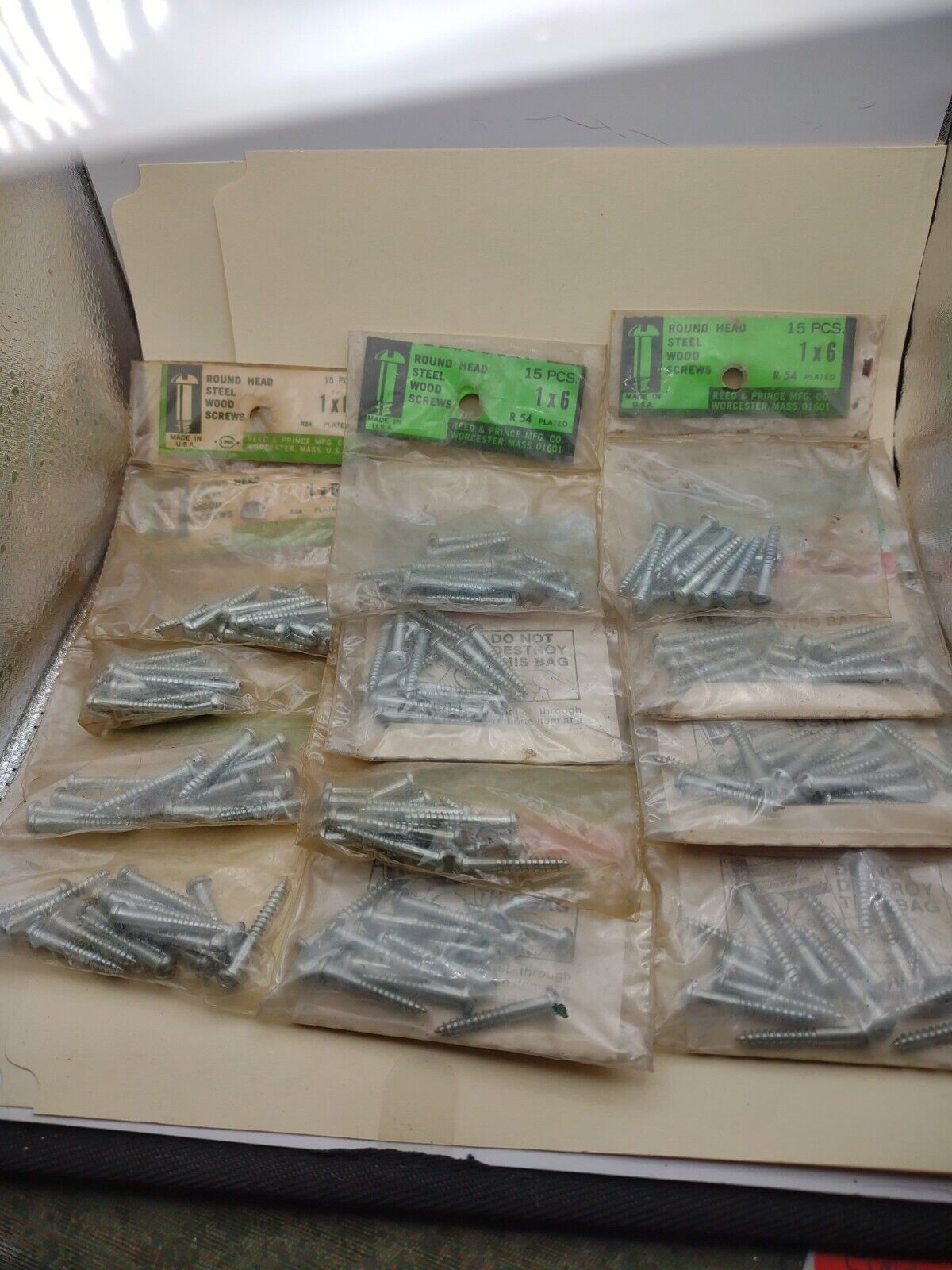 #6 x 1" Slotted Round Head Reed & Prince Wood Screws (180pcs) NOS Lot RP084