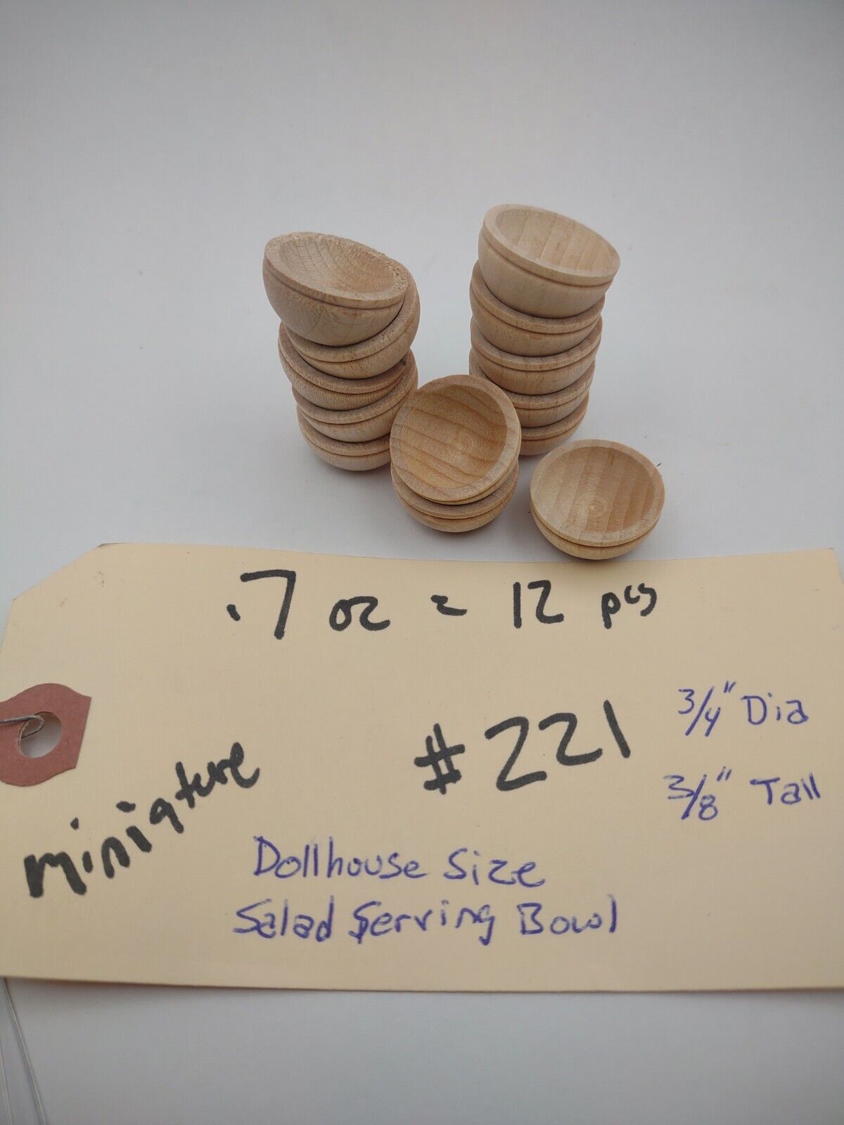 Dollhouse Mini 3/4" Salad Serving Bowl Unfinished Wooden 12pc Packs Lot #M006