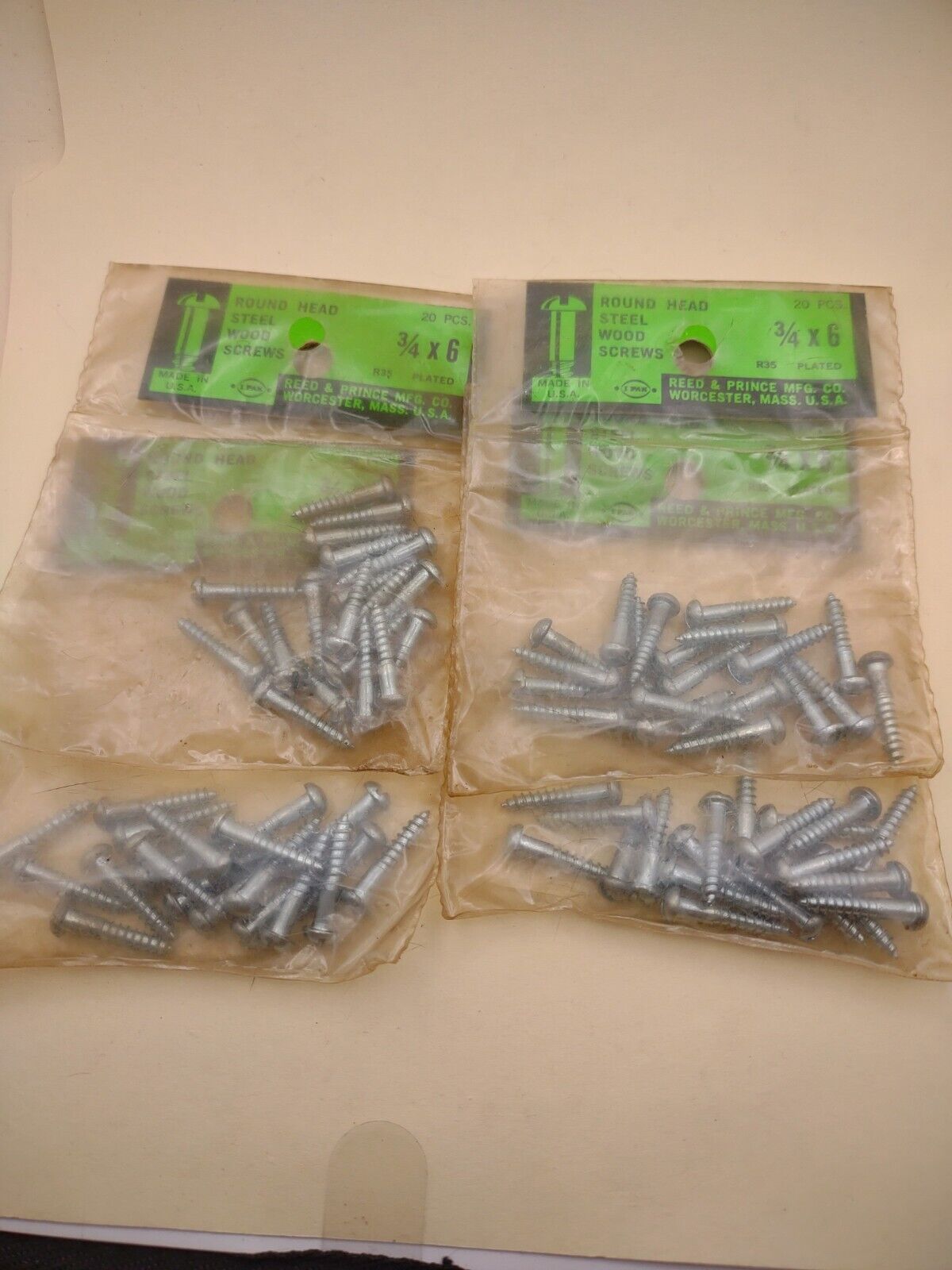 #6 x 3/4" Slotted Round Head Reed & Prince Wood Screws (80pcs) NOS Lot RP083