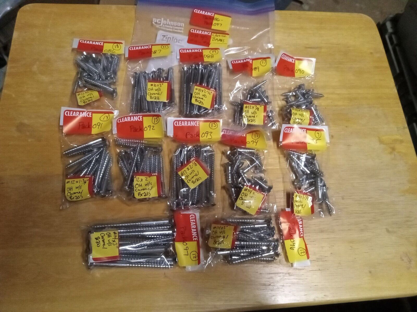 Oval Head Chrome Brass Wood Screw Assort / Mix Lot #10-#4 Size Pack086097