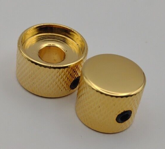 Set Dual Concentric Nested Control Knobs for Electric Guitar, Gold *Quality NOS