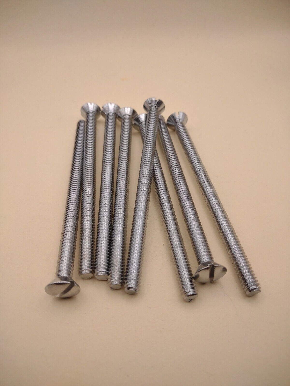 1/4"-20 x 4" Oval Head Slotted Chrome Brass Machine Screws (8 pack) NOS CBMS56