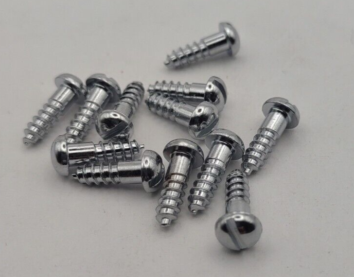 #6 x 1/2" Chrome Brass Round Head Slotted Marine Wood Screws (12) pack CBWS54