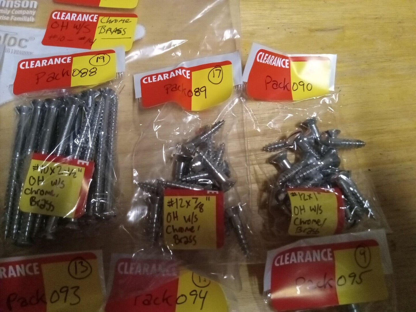 Oval Head Chrome Brass Wood Screw Assort / Mix Lot #10-#4 Size Pack086097