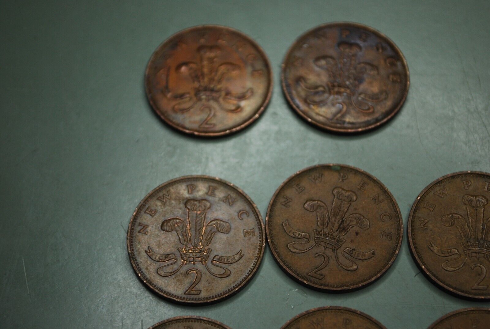 Lot of (13) 1971 British UK 2p New Pence Coins + (1) 1975