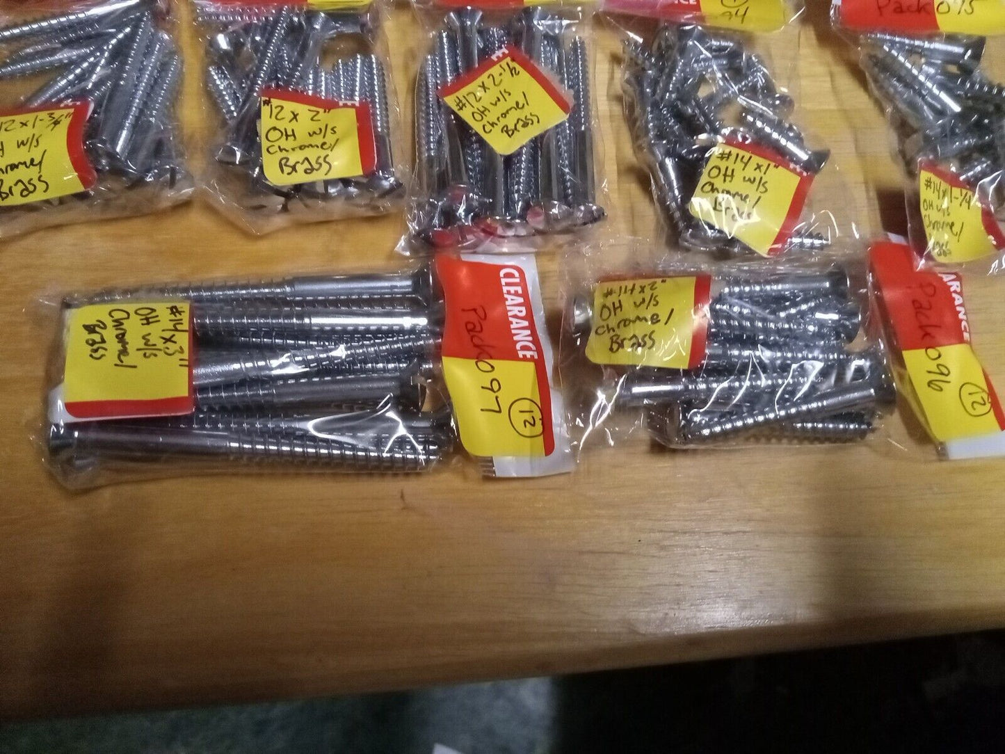 Oval Head Chrome Brass Wood Screw Assort / Mix Lot #10-#4 Size Pack086097