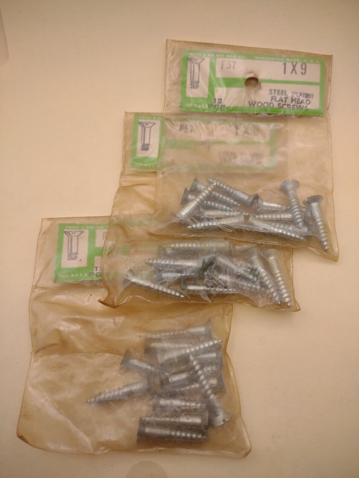 #9 x 1" Slotted Flat Head Reed & Prince Wood Screws (36pcs) NOS Lot RP033