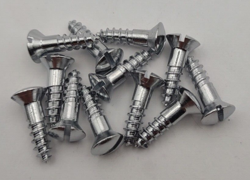 #8 x 5/8" Chrome Brass Oval Head Slotted Marine Wood Screws (12) pack CBWS25
