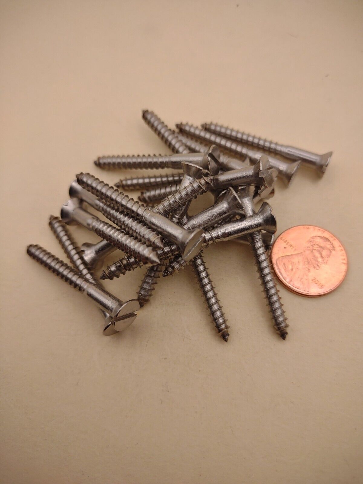 #8 x 1-1/2" 18-8 Stainless Flat Head Slotted Marine Wood Screws (20) pack SSWS11