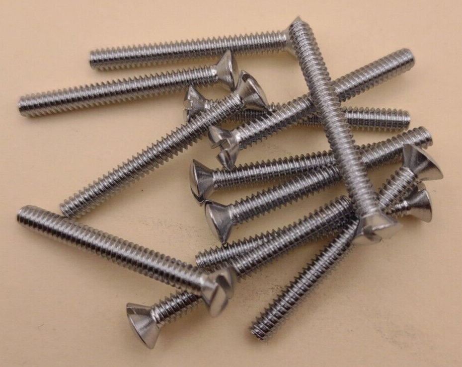 6-32 x 1-1/4" Oval Head Slotted Chrome Brass Machine Screws (12 pack) NOS CBMS06