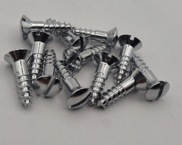 #8 x 5/8" Chrome Brass Oval Head Slotted Marine Wood Screws (12) pack CBWS25