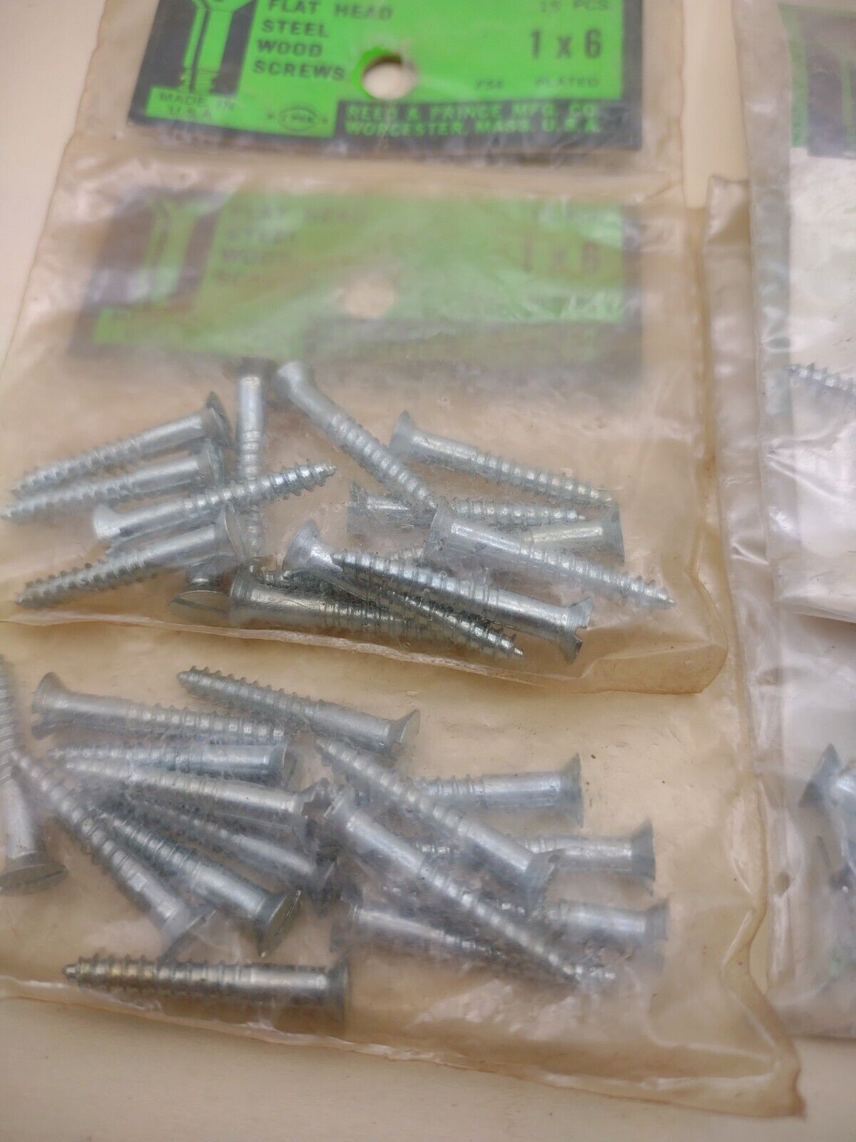 #6 x 1" Slotted Flat Head Reed & Prince Wood Screws (60pcs) NOS Lot RP015