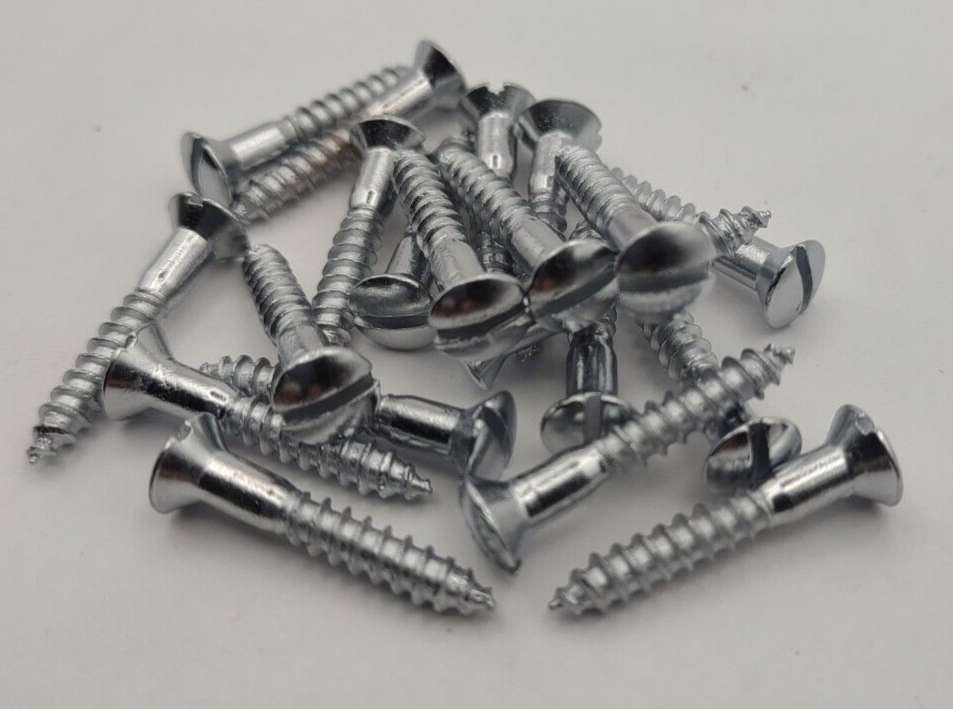 #6 x 7/8" Chrome Brass Oval Head Slotted Marine Wood Screws (20) pack CBWS16