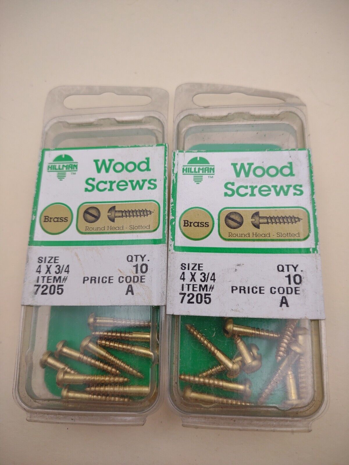 #4 x 3/4" NOS Round Head Slotted BRASS Wood Screws Lot of (20) BOX0282P