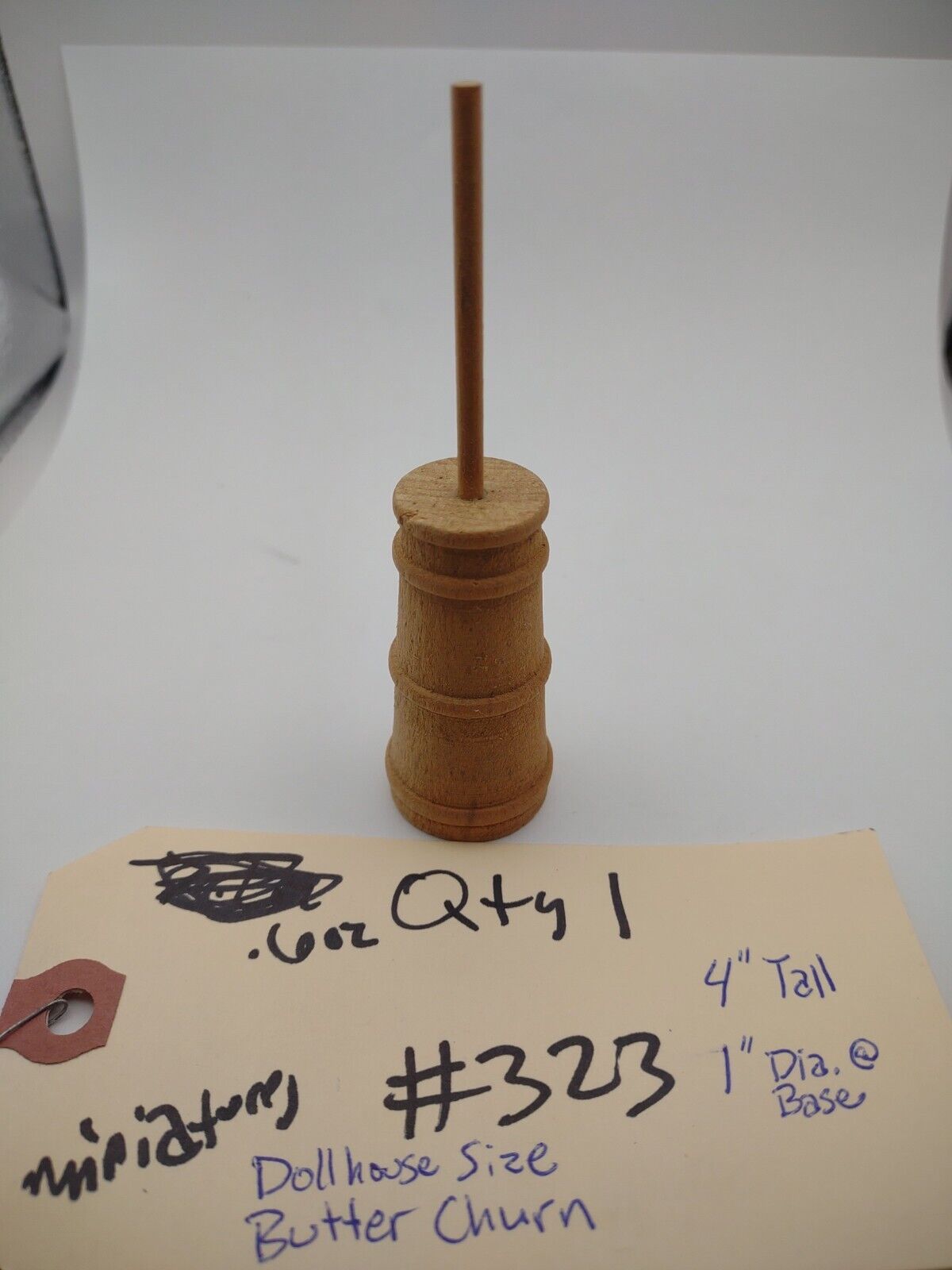 Dollhouse Miniature 4" Butter Churn Unfinished Wooden 1pc Pack Lot #M014