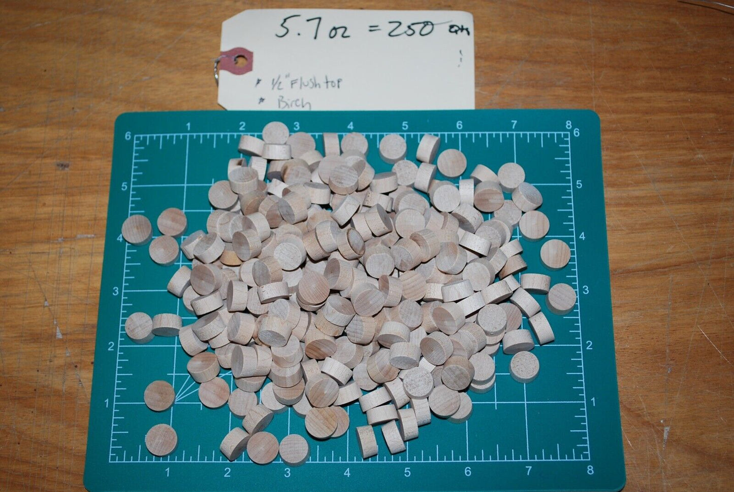 1/2" Flush Top Birch Wood Plugs 250pc Packs - PL08